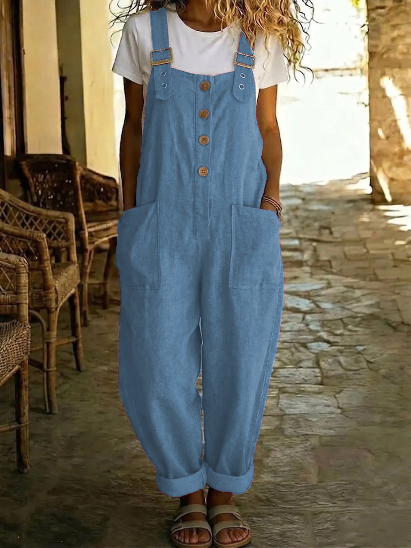 Gluschwein - 🔥50% RABATT! 🌿👖Lässige Latzhose für Damen mit Knopfleiste