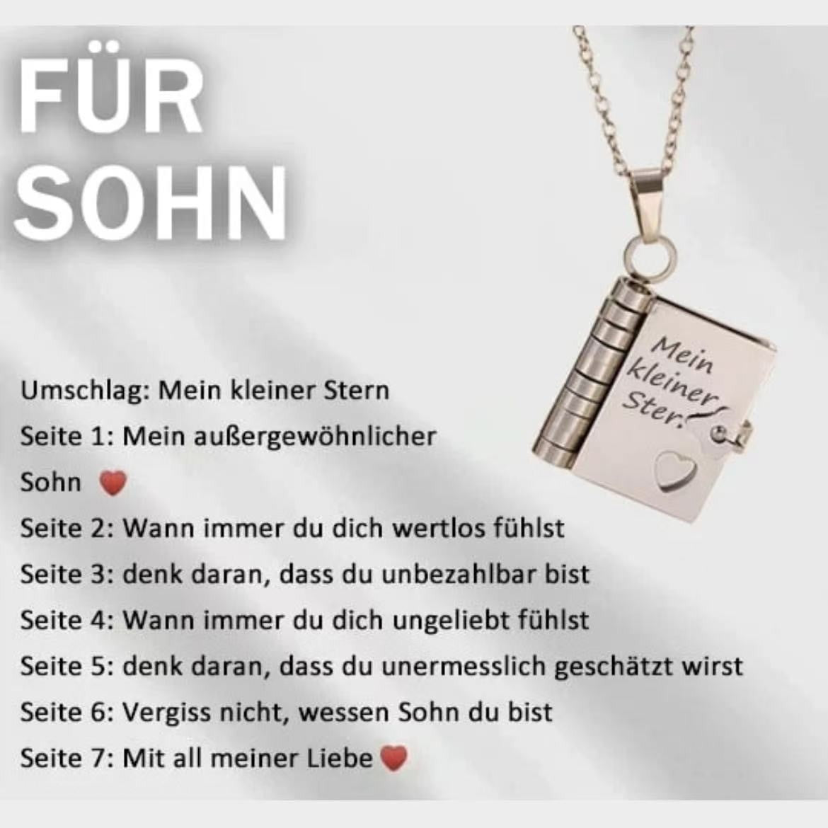 Herz-Buch-Halskette Aufklappbar – 🌸Besonderes Geschenk für Familie✨～