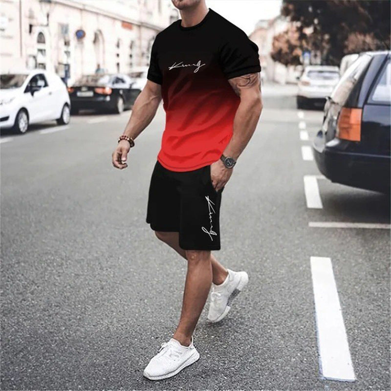 👕 BEFRISTET 50% RABATT! ✨ Lounge-Set mit Farbverlauf – Oberteil & Shorts, Locker, 2 Designs 🏠