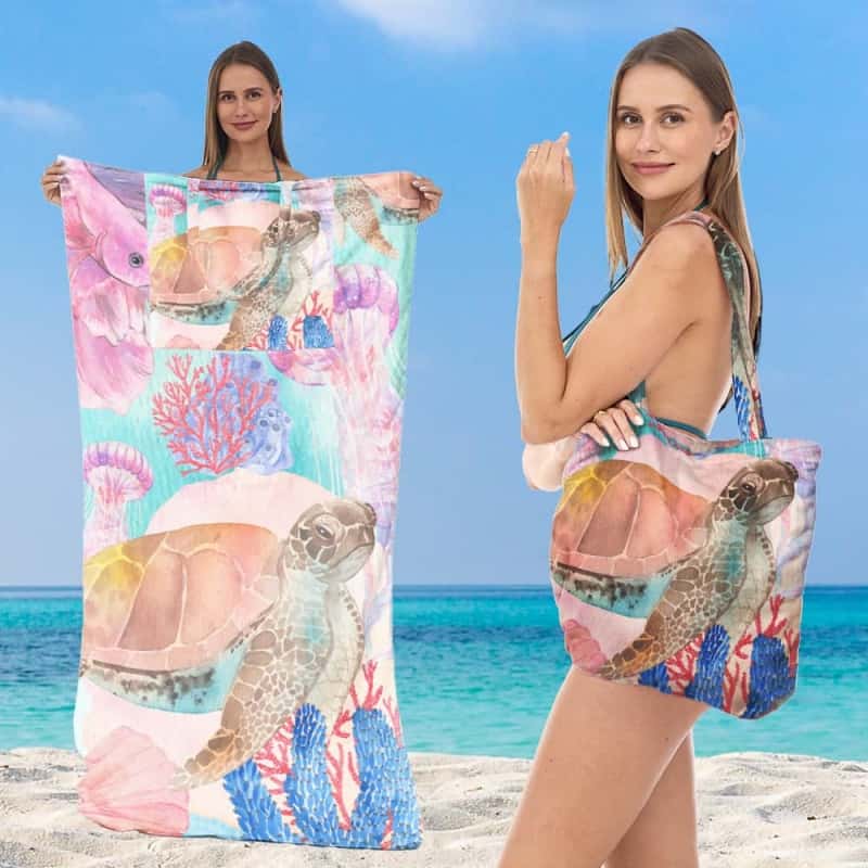 Gluschwein - 🌞Frühlingserwachen: 50% Rabatt!🏖 2-in-1 Strandtuch + Handtaschen-Set | 100 % Bio-Baumwolle, sandabweisendes Design