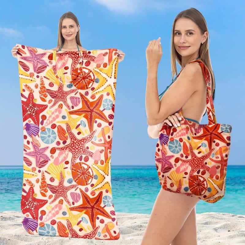 Gluschwein - 🌞Frühlingserwachen: 50% Rabatt!🏖 2-in-1 Strandtuch + Handtaschen-Set | 100 % Bio-Baumwolle, sandabweisendes Design