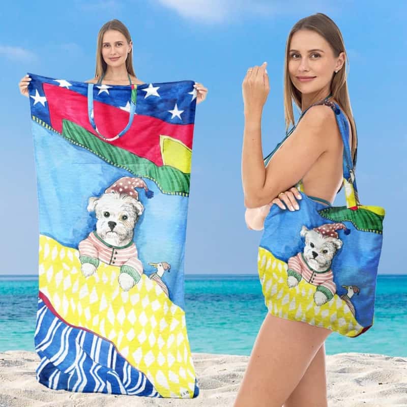 Gluschwein - 🌞Frühlingserwachen: 50% Rabatt!🏖 2-in-1 Strandtuch + Handtaschen-Set | 100 % Bio-Baumwolle, sandabweisendes Design