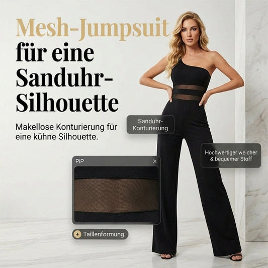 Gluschwein - ✨🔥One-Shoulder Jumpsuit mit weitem Bein und Netzeinsatz