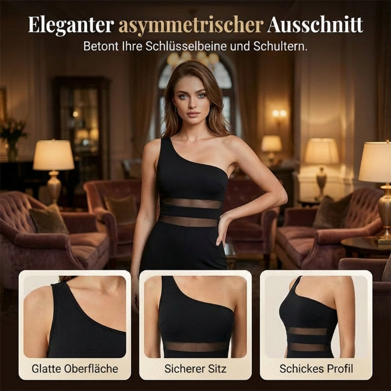 ✨🔥One-Shoulder Jumpsuit mit weitem Bein und Netzeinsatz