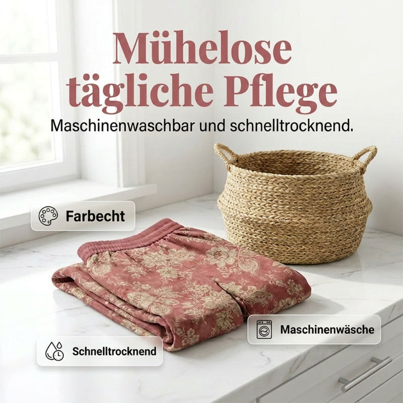 👖 🌸Damen geblümte Weitbeinhose mit elastischem Taillenbund – fließender atmungsaktiver Stoff für Sommerstadt & Urlaub✨