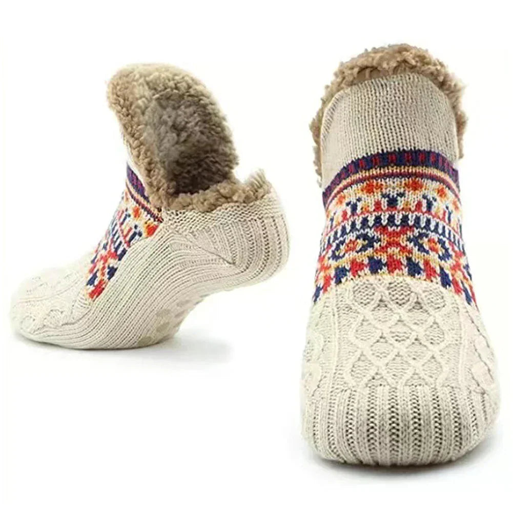 Nordhütte | Thermo-Haussocken Winter | Rutschfeste Kuschelsocken für Damen & Herren | Dick gefüttert & extra warm | Weiche Anti-Rutsch-Bettsocken für Zuhause & Weihnachten