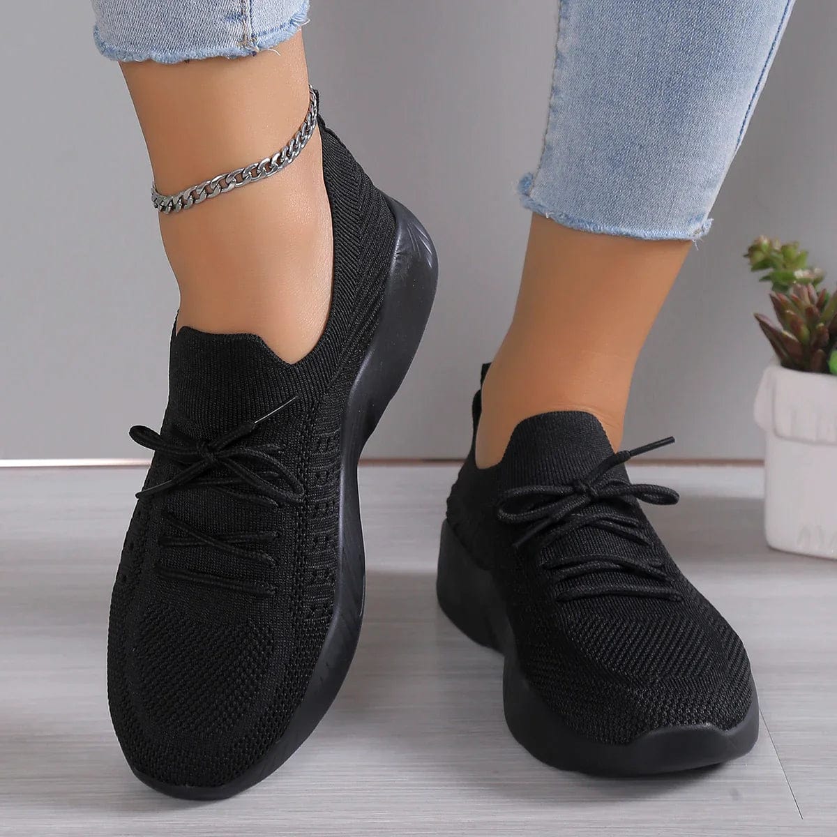 Lara | Schuhe Orthopädische Gummisohle, Stretch-Strickstoff für Komfort