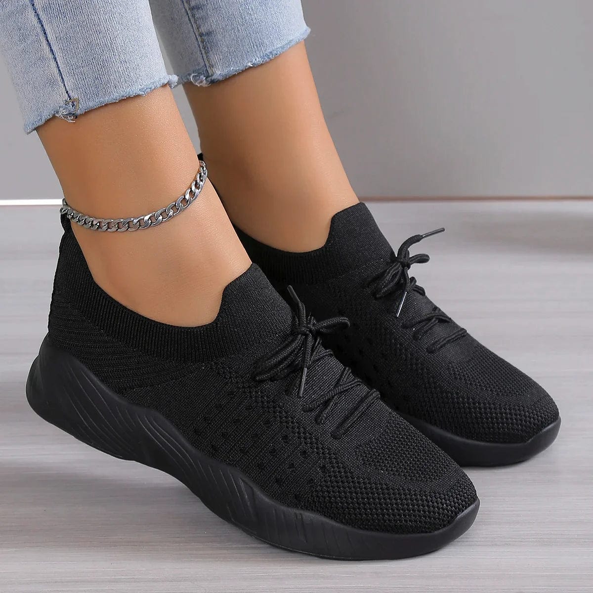 Lara | Schuhe Orthopädische Gummisohle, Stretch-Strickstoff für Komfort