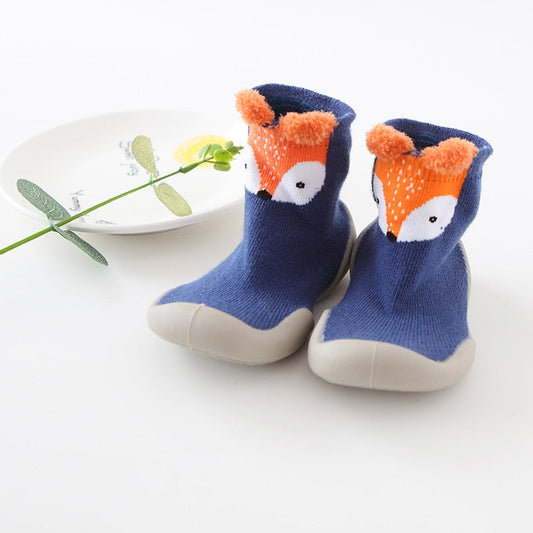 Gluschwein - Cartoon-Tier-Kleinkind-Schuh-Socken FUCHSBLAU