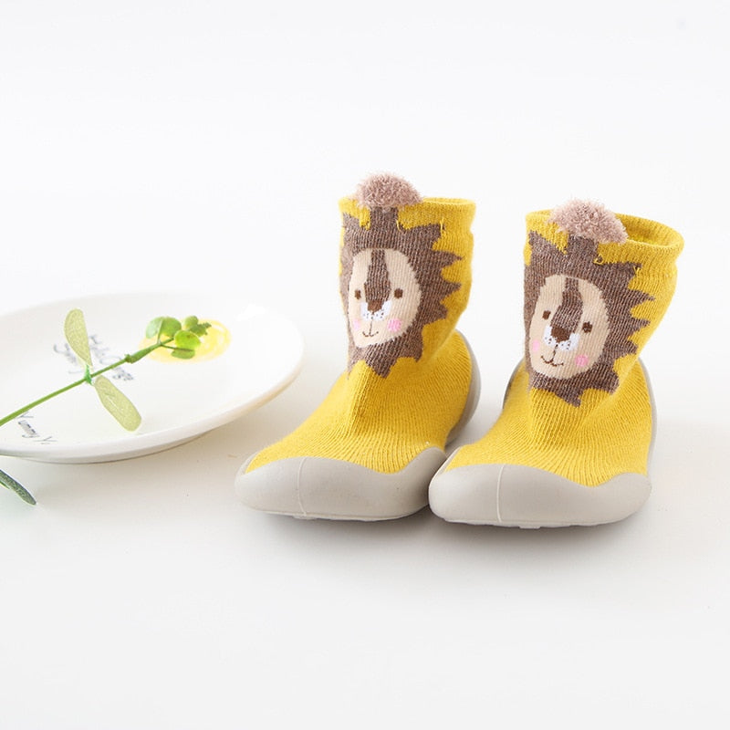 Gluschwein - Cartoon-Tier-Kleinkind-Schuh-Socken LÖWE GELB