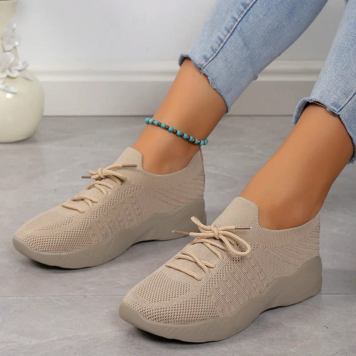 Lara | Schuhe Orthopädische Gummisohle, Stretch-Strickstoff für Komfort