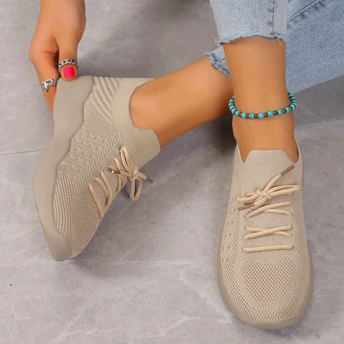Lara | Schuhe Orthopädische Gummisohle, Stretch-Strickstoff für Komfort