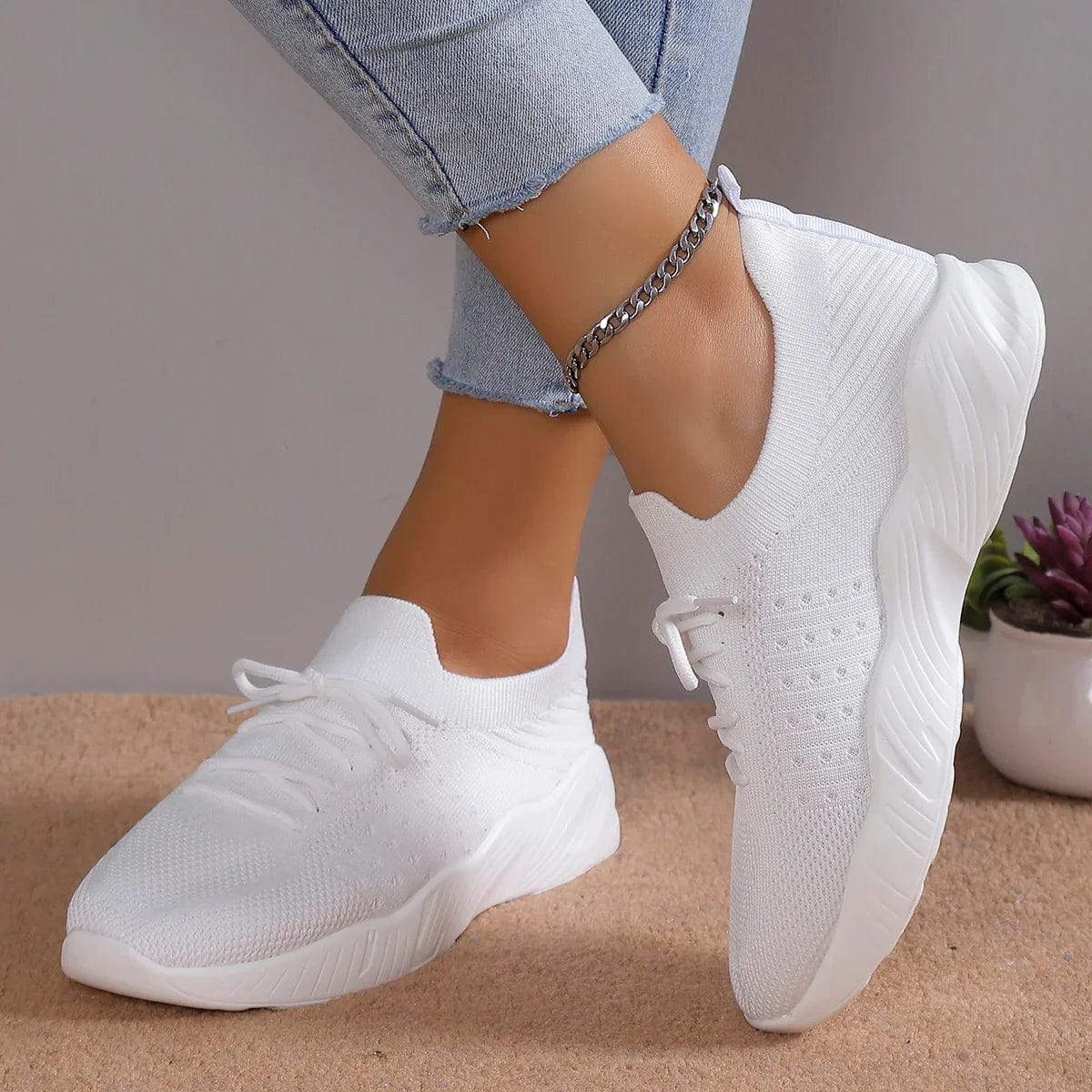 Lara | Schuhe Orthopädische Gummisohle, Stretch-Strickstoff für Komfort