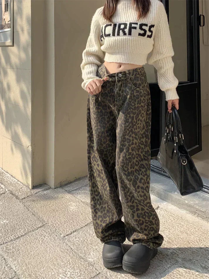 Meike – Vaqueros elegantes con estampado de leopardo de moda [50% de descuento]