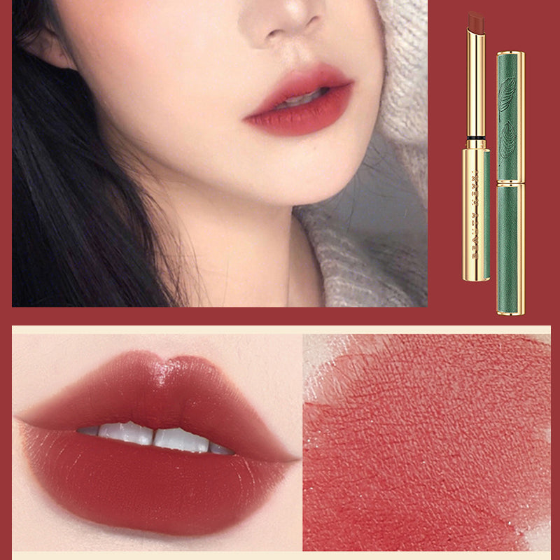 Gluschwein - Vintage Small Thin Heel Green Tube Lipstick M02# Taro Puree Rose