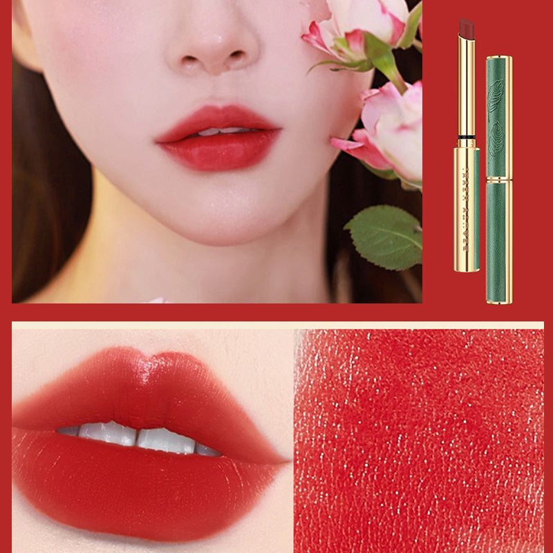 Gluschwein - Vintage Small Thin Heel Green Tube Lipstick M05#Strawberry Milk