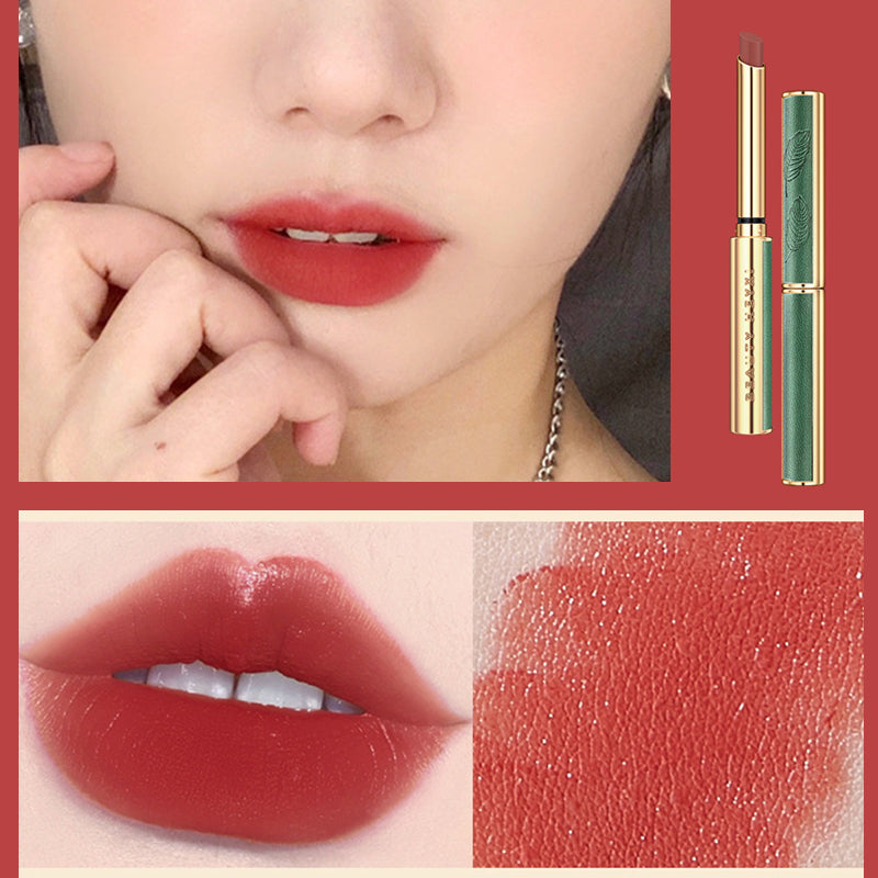 Gluschwein - Vintage Small Thin Heel Green Tube Lipstick M06#Oolong Peach
