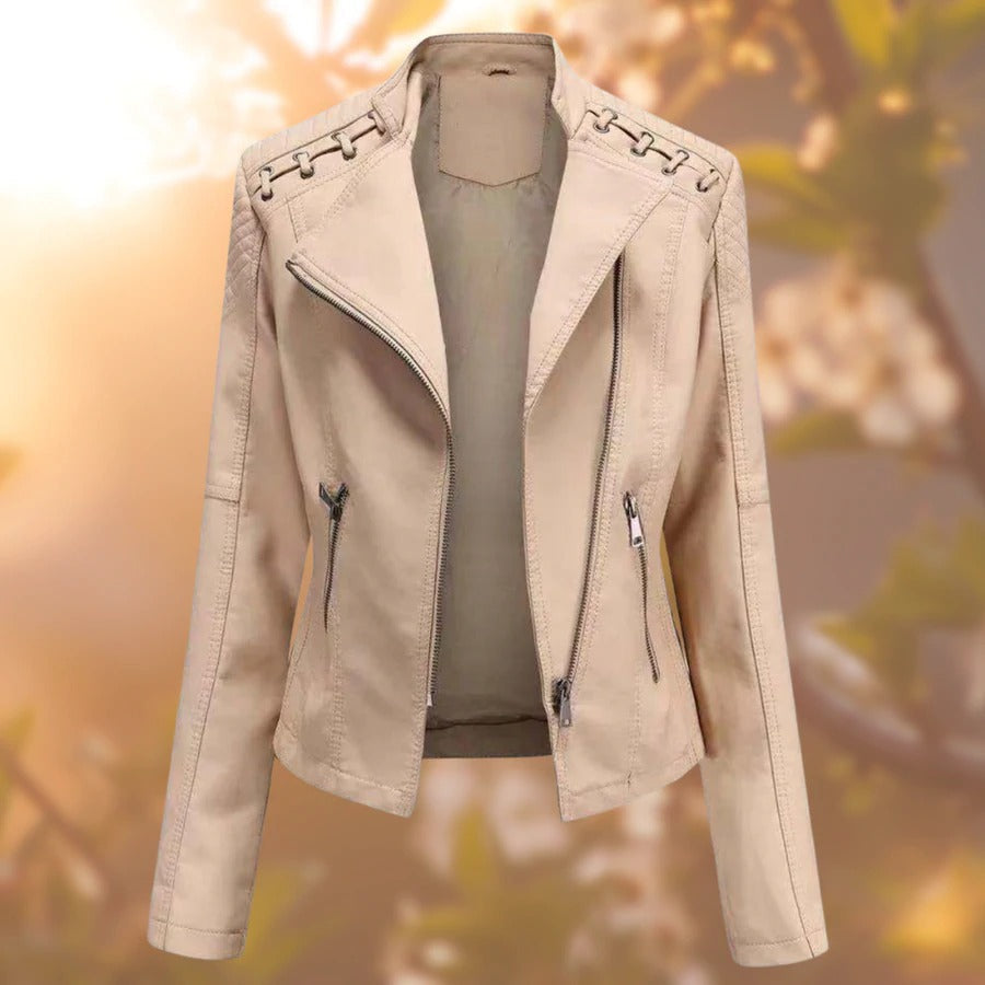 Gluschwein - Nicole - Stylische Lederjacke Khaki