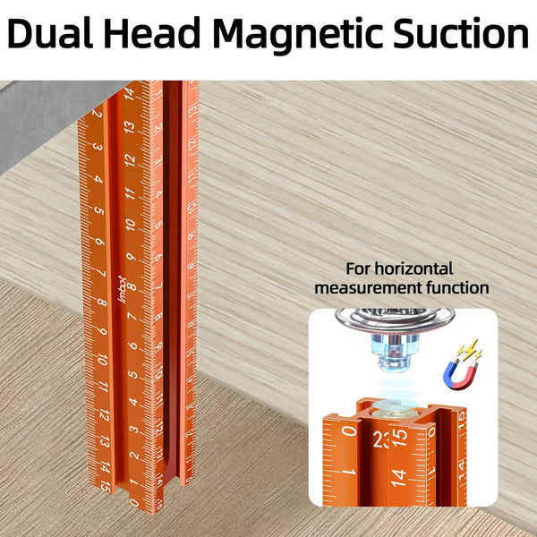🧲 4-seitiges Laser-Maßband mit Magnetwasserwaage und Anreißwerkzeug | Vielseitiges Markierungslineal aus Aluminium für die Holzbearbeitung