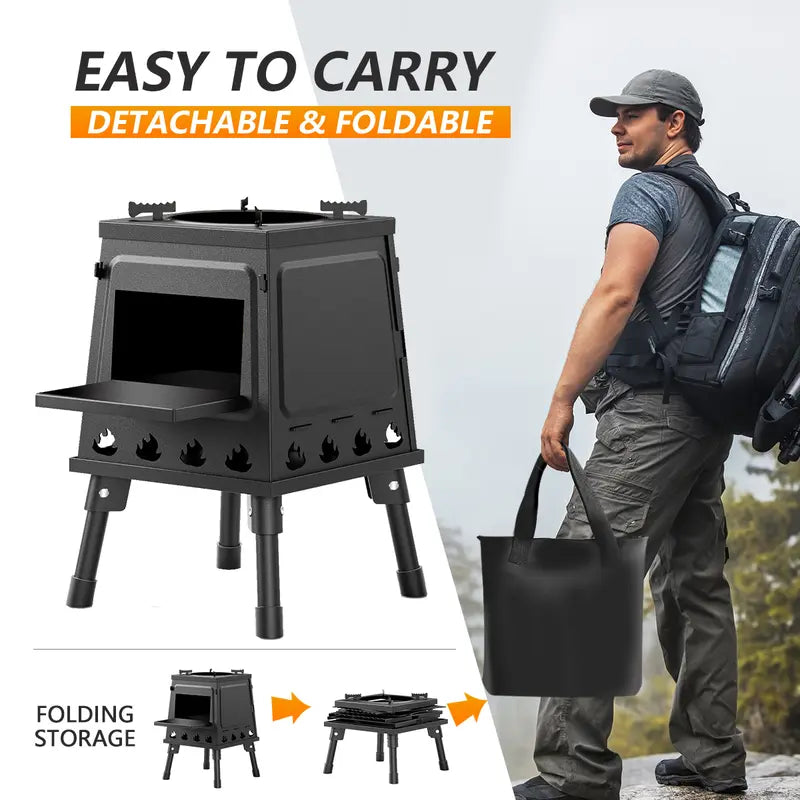 Gluschwein - Klappbarer Outdoor-Holzofen – Tragbarer Feuerofen für Camping, Picknick & Grillen🔥🏕️