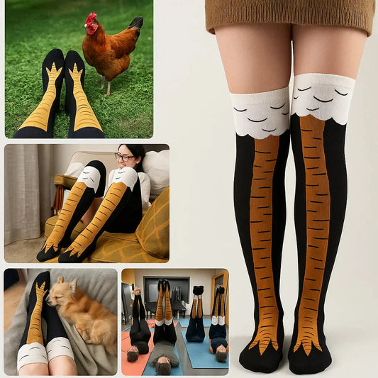 1 + 1 GRATUIT | Chaussettes cuisses de poulet – Chaussettes d'hiver amusantes au-dessus du genou