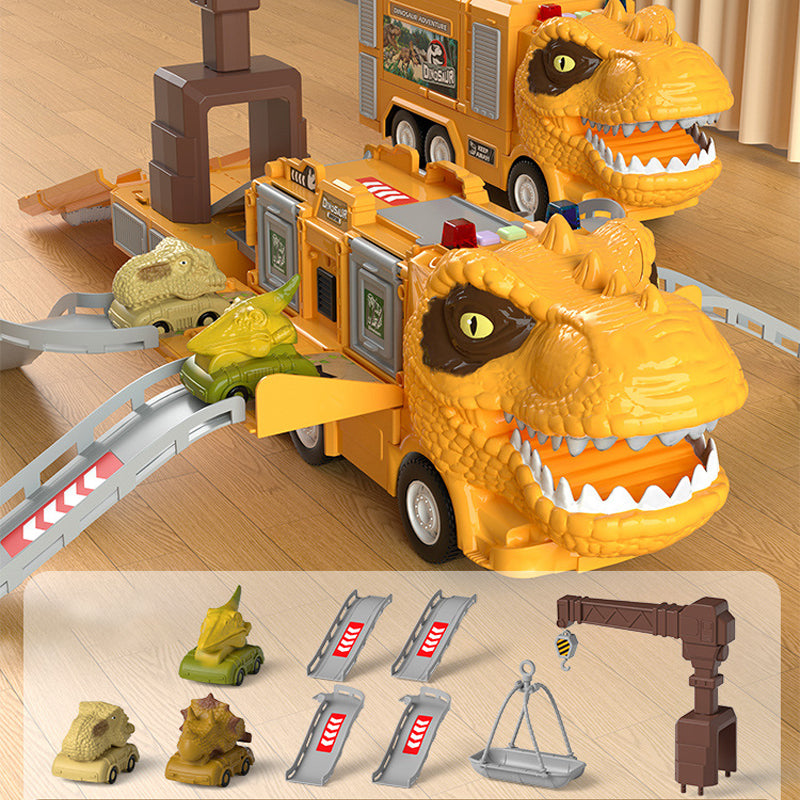 Gluschwein - Neues Spielzeugset Dinosaurier-Transforming-Engineering-LKW-Strecke Tyrannosaurus Rex [Gelb]