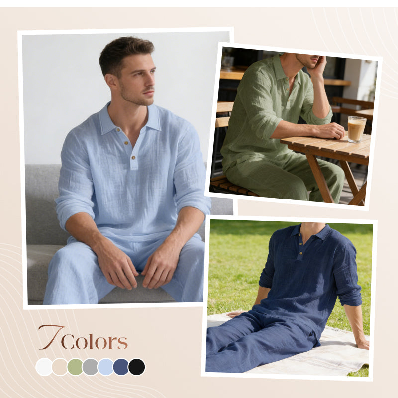 Gluschwein - 💎 -55% AUF DAS 2-TEILIGE LEINEN-SET! 💎 Atmungsaktiv, Locker & Mit Taschen für Frühling & Sommer 👕
