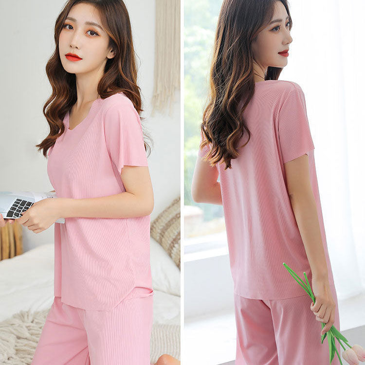 Gluschwein - ✨Begrenztes Zeitangebot: 49% Rabatt💥Weiches und bequemes Ice Silk T-Shirt mit kurzen Ärmeln Zweiteiliges Set Lose Hose mit weitem Bein