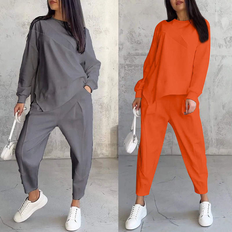 💕Damen Langarm-Sweatshirts mit unregelmäßigem Saum & Hosen-Set