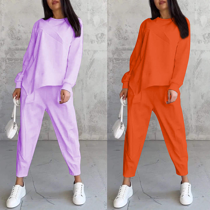 💕Damen Langarm-Sweatshirts mit unregelmäßigem Saum & Hosen-Set