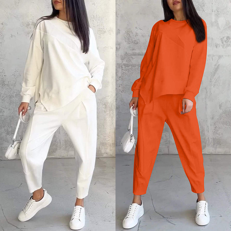💕Damen Langarm-Sweatshirts mit unregelmäßigem Saum & Hosen-Set