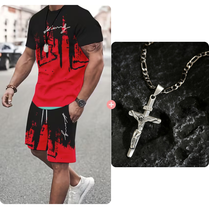 👕 JETZT 50% RABATT! 🔥 Herren-Set aus grafisch bedrucktem T-Shirt und Shorts – Weicher Stoff, auffälliges Design & perfekt für Sommertage ☀️
