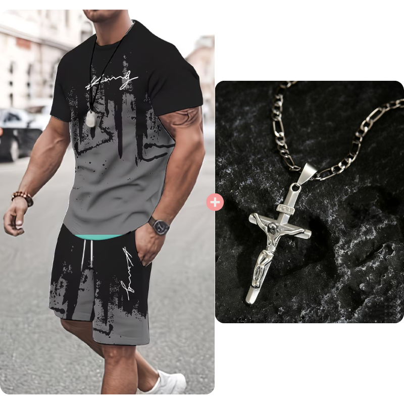 👕 JETZT 50% RABATT! 🔥 Herren-Set aus grafisch bedrucktem T-Shirt und Shorts – Weicher Stoff, auffälliges Design & perfekt für Sommertage ☀️