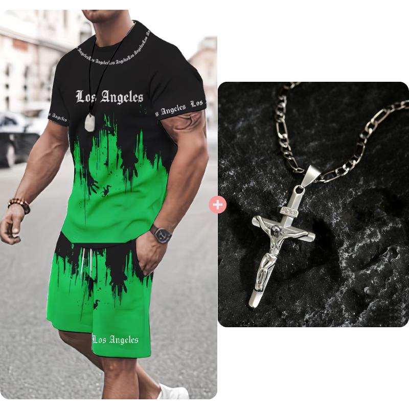 👕 JETZT 50% RABATT! 🔥 Herren-Set aus grafisch bedrucktem T-Shirt und Shorts – Weicher Stoff, auffälliges Design & perfekt für Sommertage ☀️