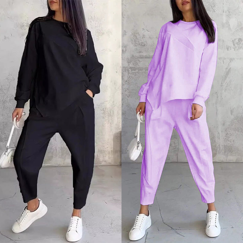 💕Damen Langarm-Sweatshirts mit unregelmäßigem Saum & Hosen-Set