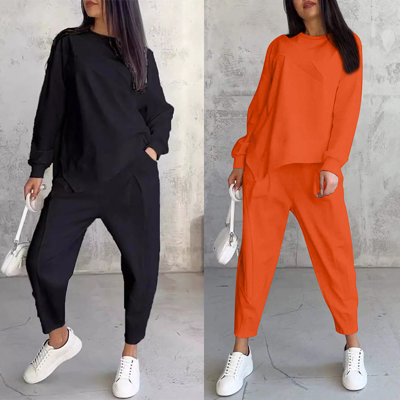💕Damen Langarm-Sweatshirts mit unregelmäßigem Saum & Hosen-Set