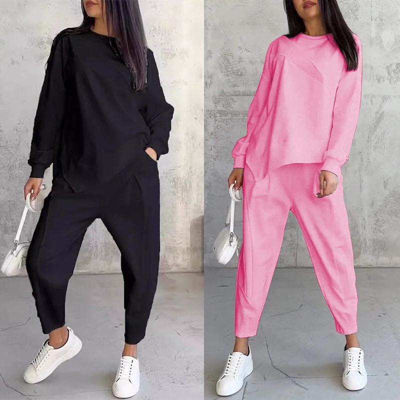 💕Damen Langarm-Sweatshirts mit unregelmäßigem Saum & Hosen-Set