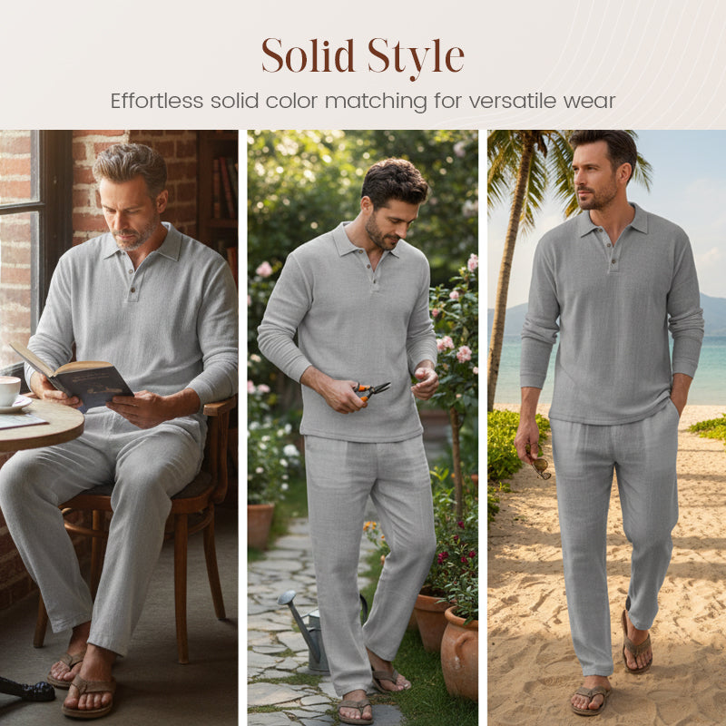 Gluschwein - 💎 -55% AUF DAS 2-TEILIGE LEINEN-SET! 💎 Atmungsaktiv, Locker & Mit Taschen für Frühling & Sommer 👕