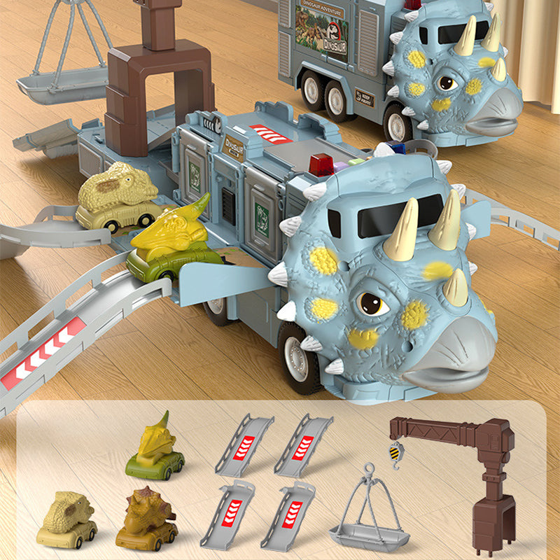 Gluschwein - Neues Spielzeugset Dinosaurier-Transforming-Engineering-LKW-Strecke Triceratops [grau]