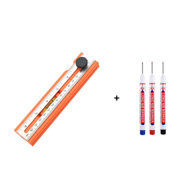 Gluschwein - 📏 42% RABATT! 🔧 Multifunktionales Markier-Lineal mit Wasserwaage – Präzises Anzeichnen, integrierte Libelle & ideal für Holzarbeiten, Fliesenlegen und DIY-Projekte 🛠️
