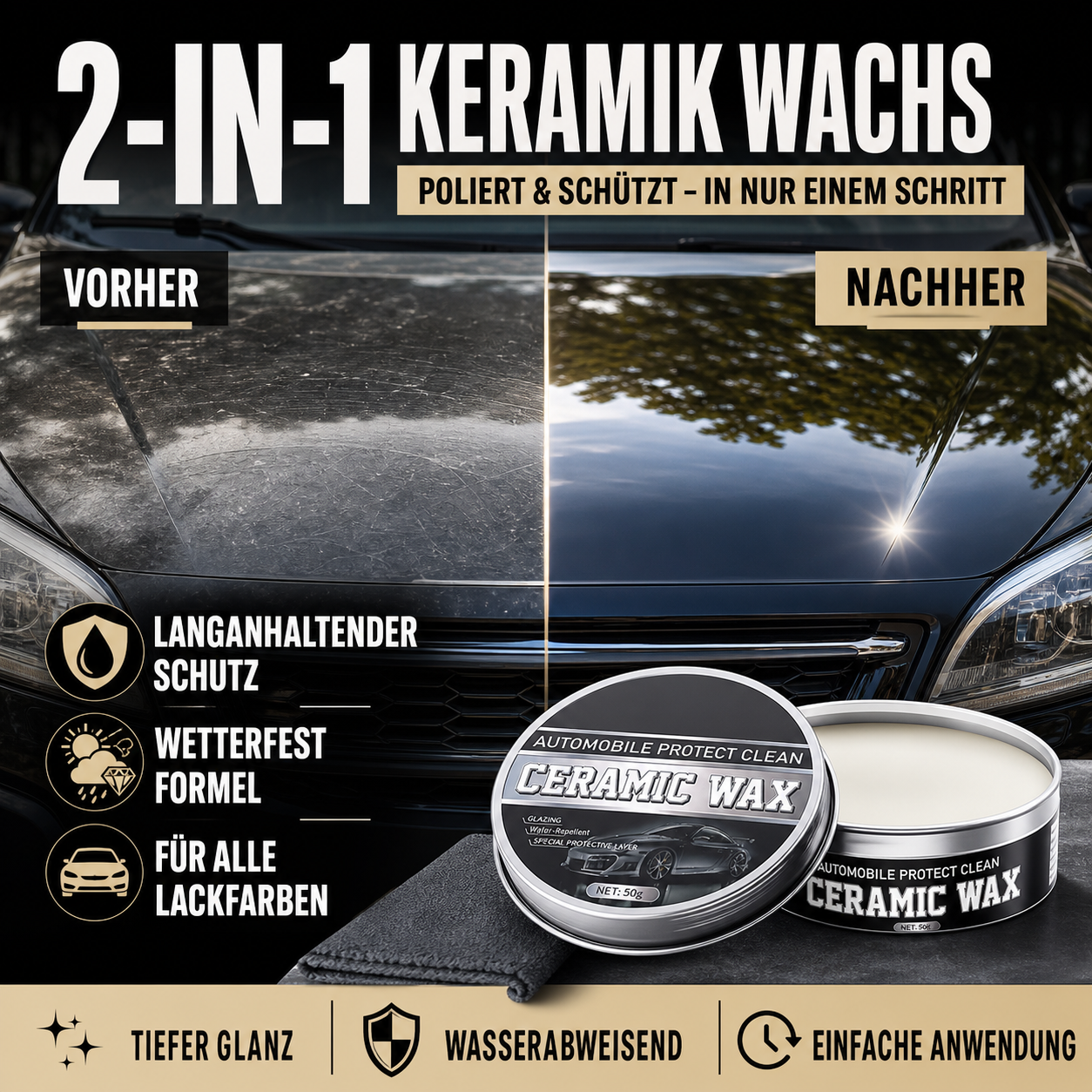 🔥🚗2-in-1-Polier- und Schutzwachspaste aus Titan-Keramik