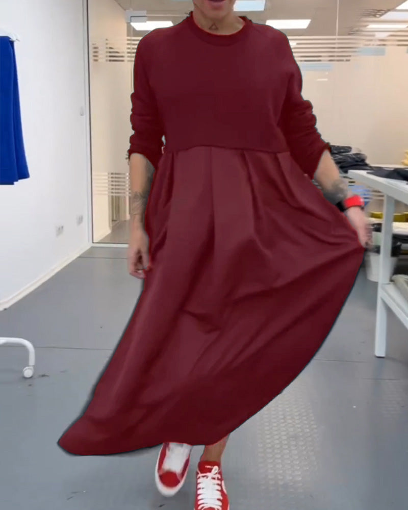 Gluschwein - Maxikleid in Uni-Farbe Freizeitkleid Rot