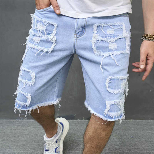 Gluschwein - 🔥 Herren-Ripped-Denim-Shorts mit Fransen-Details – Lässiger Look, Bequeme Passform & Perfekt Für Den Sommer ☀️