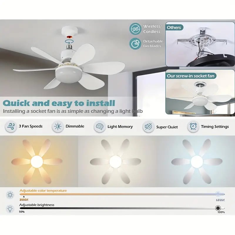 Gluschwein - 🔥50% Rabatt🔥 2-IN-1 TRAGBARE DECKENVENTILATOR & LICHT mit Fernbedienung
