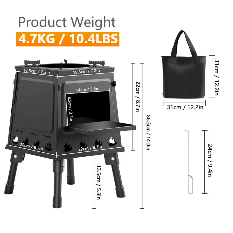 Gluschwein - Klappbarer Outdoor-Holzofen – Tragbarer Feuerofen für Camping, Picknick & Grillen🔥🏕️