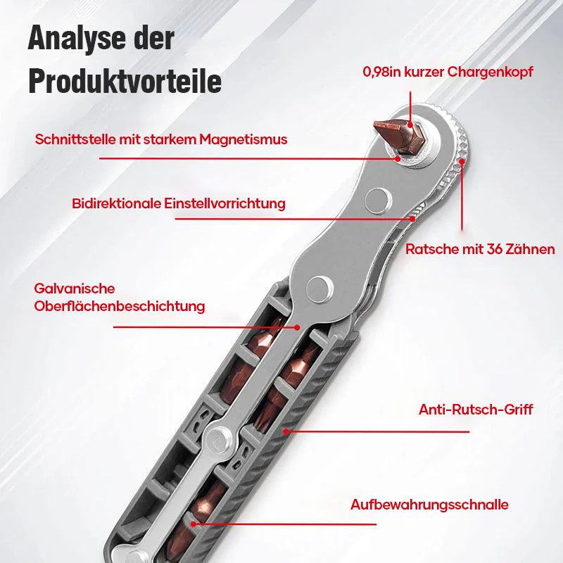 Gluschwein - Schraubendreher-Satz mit bidirektionaler Ratsche