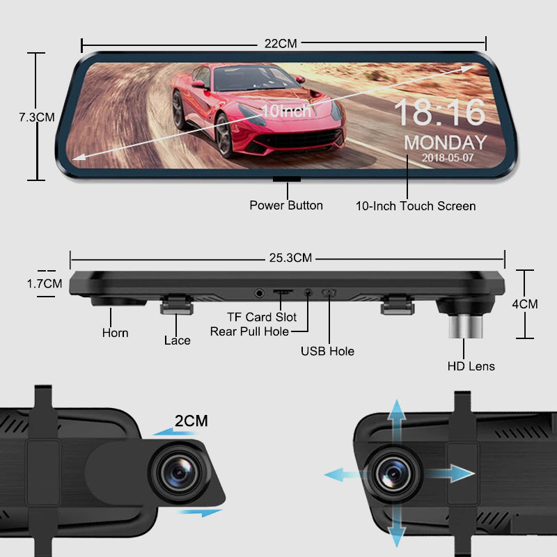 ⏰【Nur für kurze Zeit: 50 % Rabatt】👁️10-Zoll-Rückfahrkamera & Dashcam mit vollem Touchscreen – 1296P HD-Nachtsicht, Dual-Objektiv – ideal für sicheres Fahren & Parken🚗📹