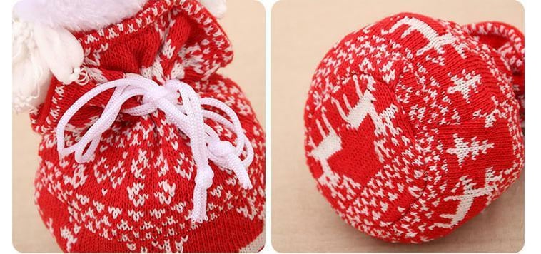 FestiveJoy – Gestrickte Weihnachtsgeschenkbeutel mit Puppe | 1+1 GRATIS