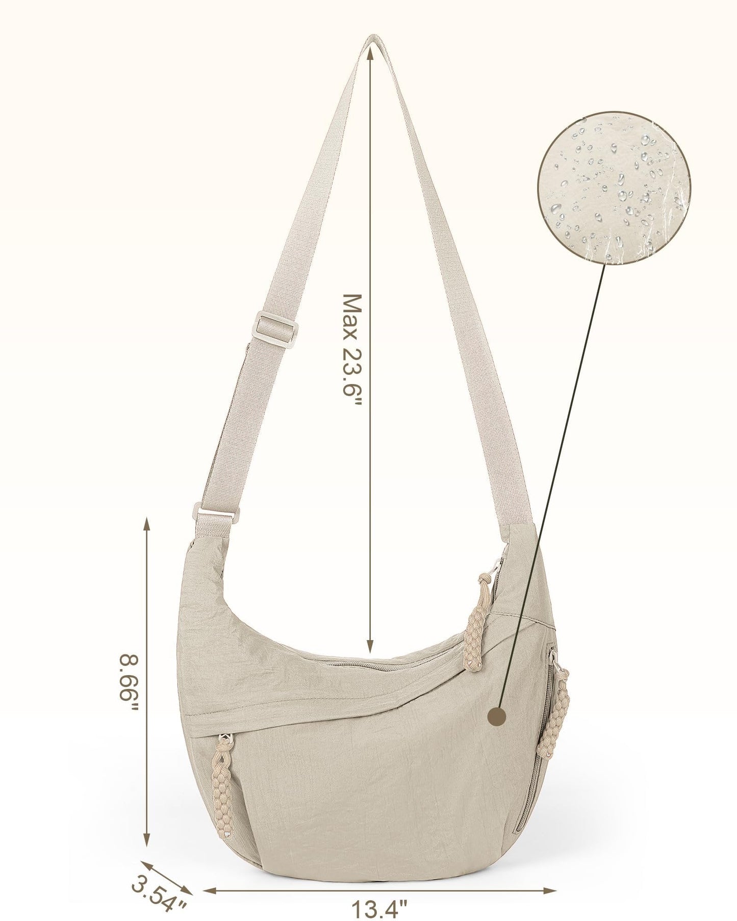 Einfarbig Nylon Crossbody Hobo Tasche