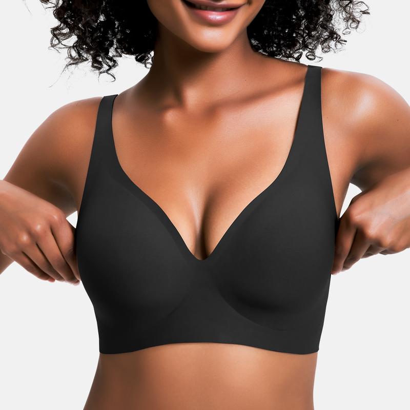 💜💜Jelly Wireless Damen Komfortable kabellose Push-up-BHs, nahtlose T-Shirt-BHs, BHs mit tiefem V-Ausschnitt für jeden Tag